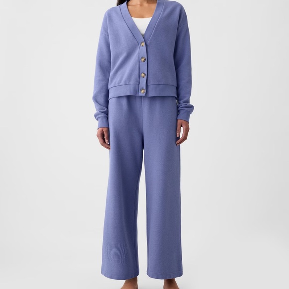 GAP Periwinkle Blue/Purple Button Up Ribbed Knit Cardigan Size Medium - Picture 2 of 11